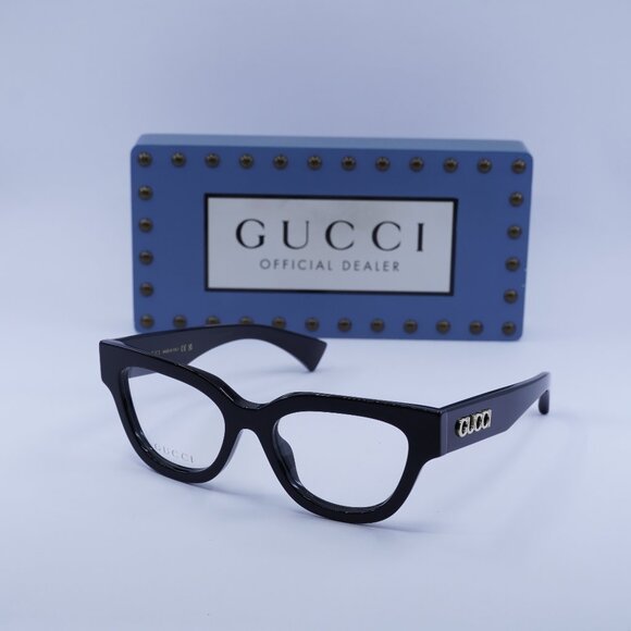 Gucci GG1837O 001 Cat Eye Eyeglasses - Shiny Black 51mm - Picture 1 of 10